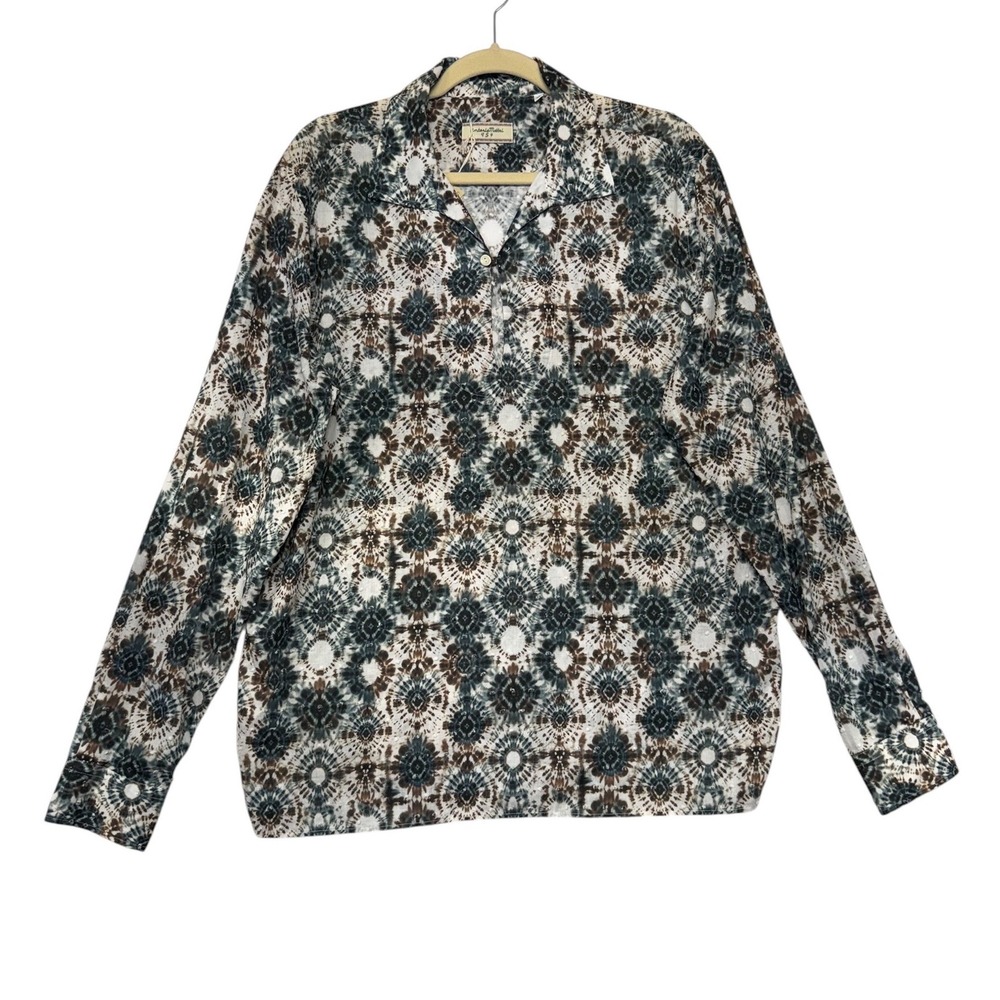 Tintoria Mattei 954 Medium Cotton Medallion Print Camp Collar Shirt Italy NWT